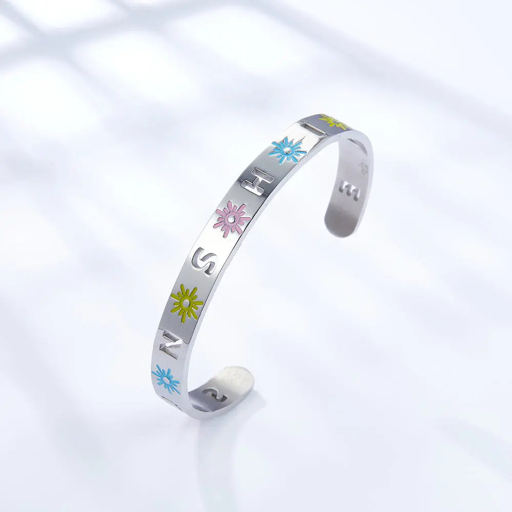 2022 Fashion Stainless Steel Mixed Color Sun Hard Bracelet asonjewelry