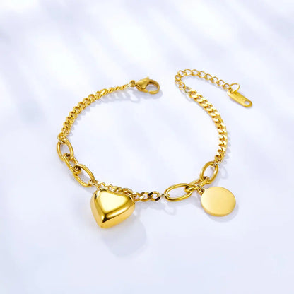 Stainless Steel Heart + Round Accessories Bracelet asonjewelry