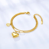 Stainless Steel Heart-shaped and Smiley Face Accessories Double Bracelet