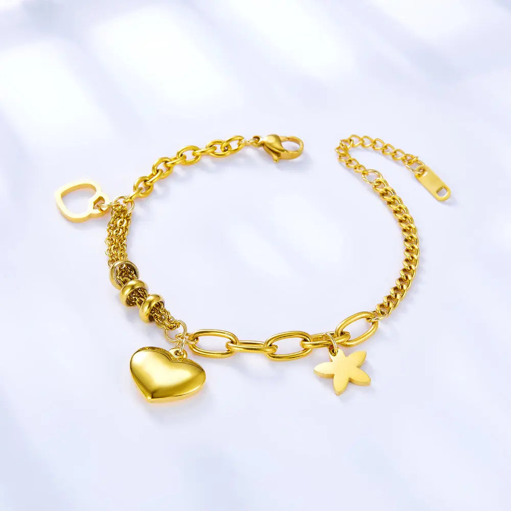 Heart Shape + Heart Shaped Hollow + Star Accessories Bracelet asonjewelry