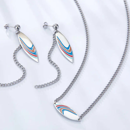 Fashion Leaf Shape With Mixed Color Ribbon Jewelry Set asonjewelry