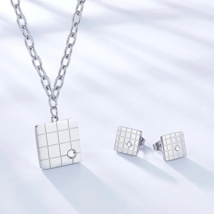 Fashion Square Mesh With Diamond Jewelry Set asonjewelry