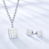 Fashion Square Mesh With Diamond Jewelry Set