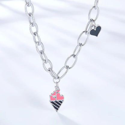 Ice Cream Cone Mixed Color With Black Heart-shaped Necklace asonjewelry