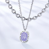 Oval Accessory With Purple Mother-baby Double Chain Necklace