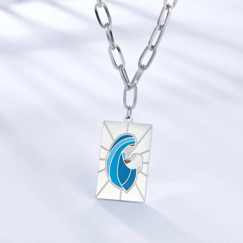 Rectangular Accessory With Mixed Color Mother and Baby Necklace asonjewelry
