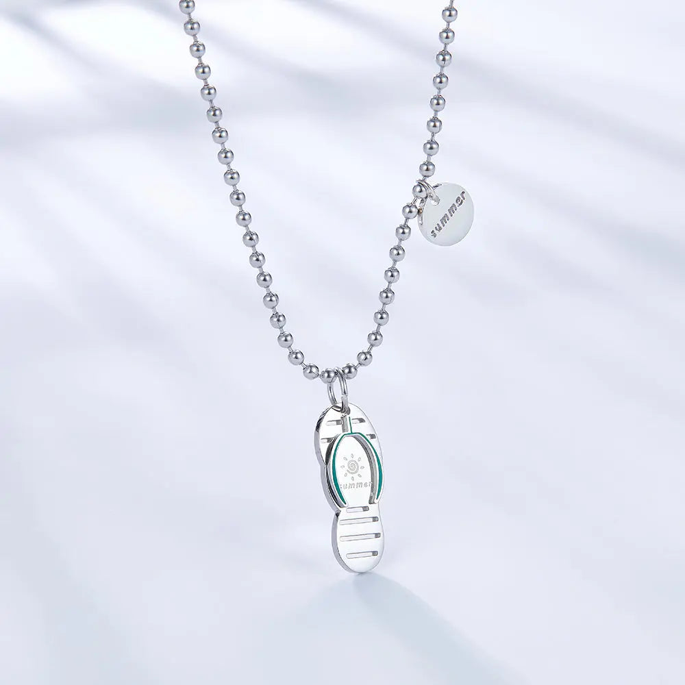 Three-character Slippers+Round Accessory Necklace asonjewelry