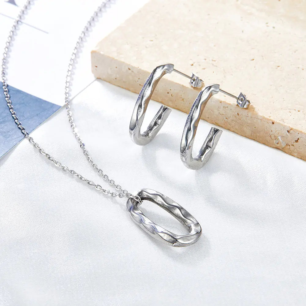 Fashion Oval Hollow Special-shaped Jewelry Set asonjewelry