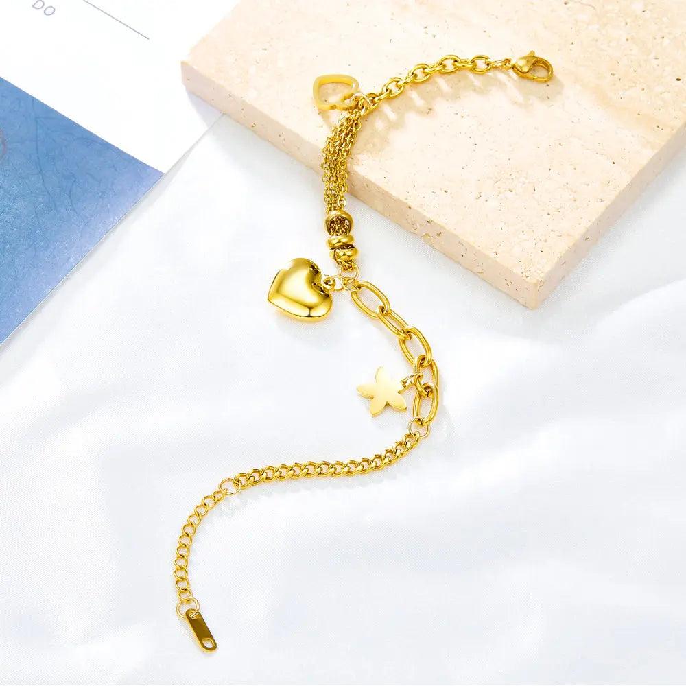 Heart Shape + Heart Shaped Hollow + Star Accessories Bracelet asonjewelry