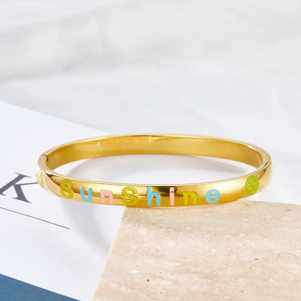 Fashion Jewelry Mixed Color Letter Hard Bracelet asonjewelry