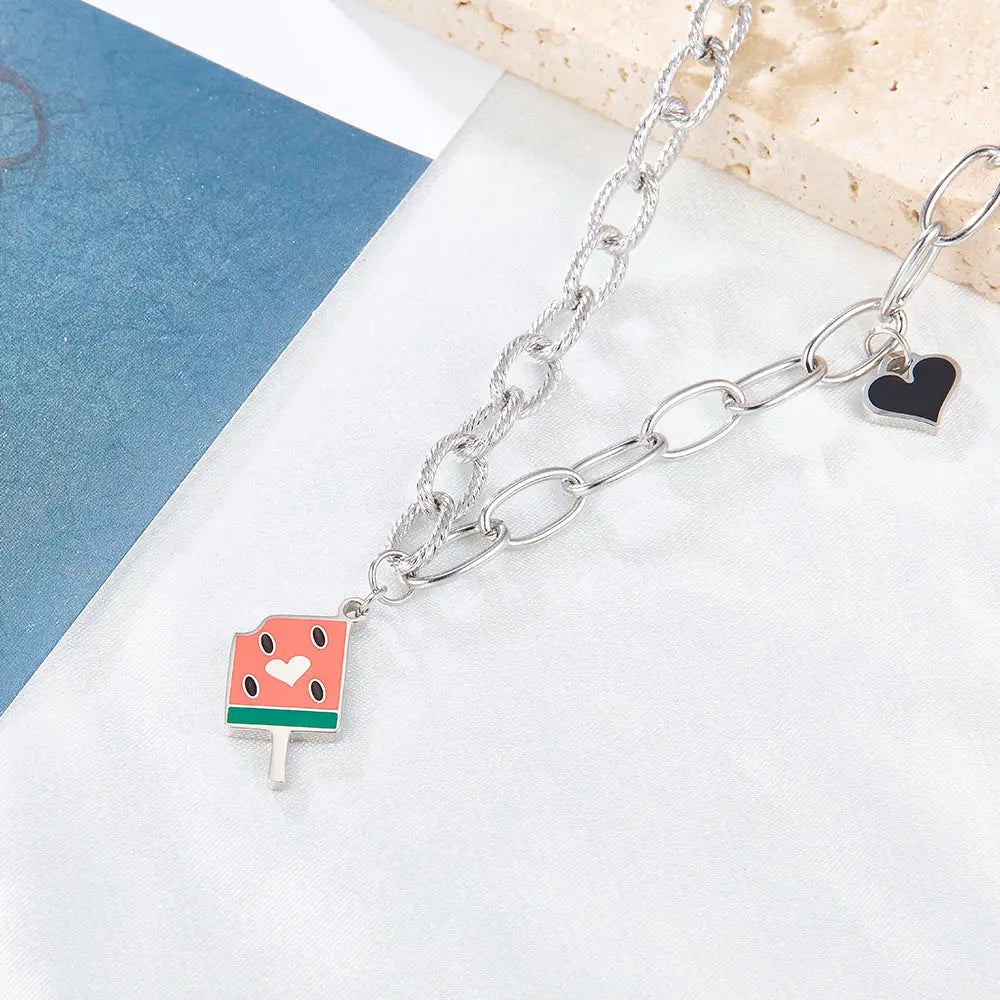 Popsicle Mixed Color With Black Heart-shaped Necklace asonjewelry