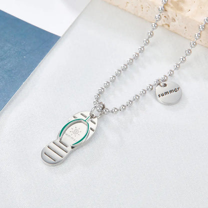 Three-character Slippers+Round Accessory Necklace asonjewelry