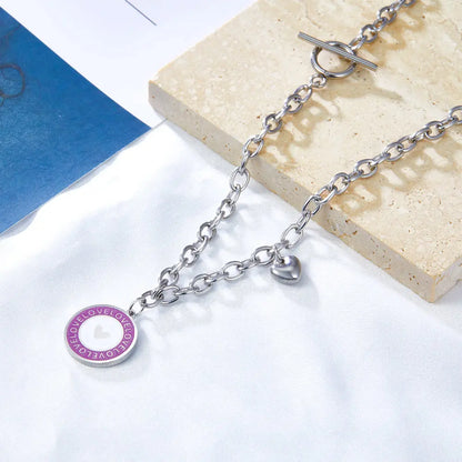 Round Mixed Color With Heart + Heart Accessory Necklace asonjewelry