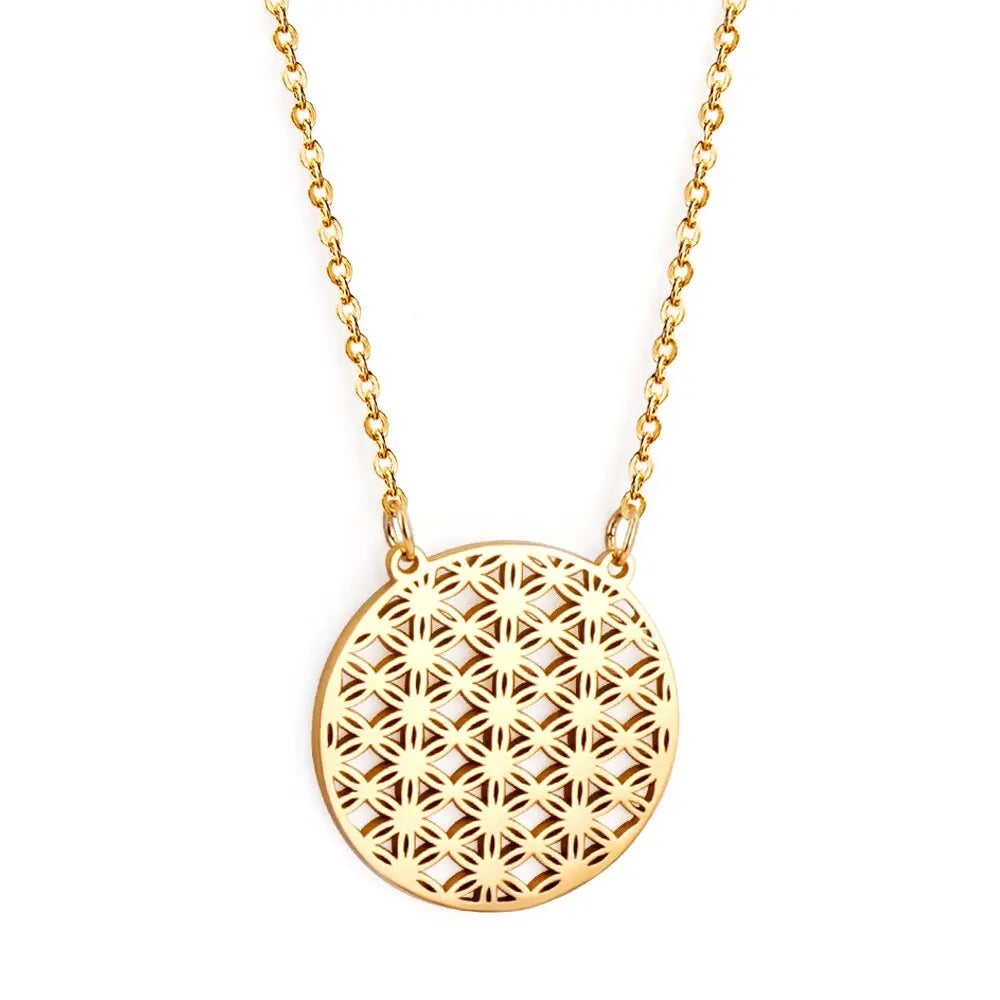 Stainless Steel Chains Necklace for Women Girls Gold Color Round Lucky Star Pendant Collars Female Accessorie 2022 New asonjewelry