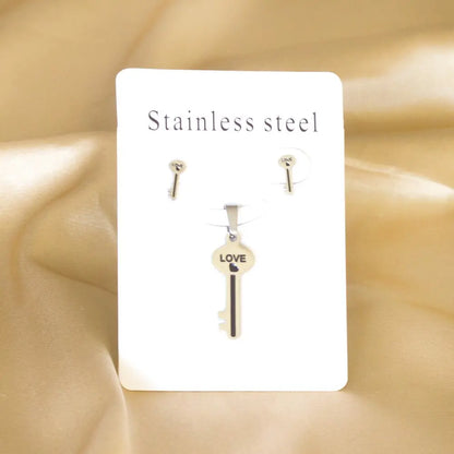 Couple Statement Jewelry Sets Lock Design Love Gifts For Friends Matching Sets Keys And Lock Necklace And Pendients asonjewelry