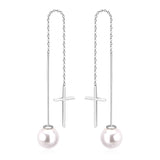 Fashion Cut Stud Earrings with White Pearls