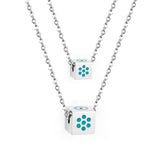 Men And Women Double Chain Necklace Stainless Steel Gold Silver Color Fashion Block Pendant Necklace Accessories