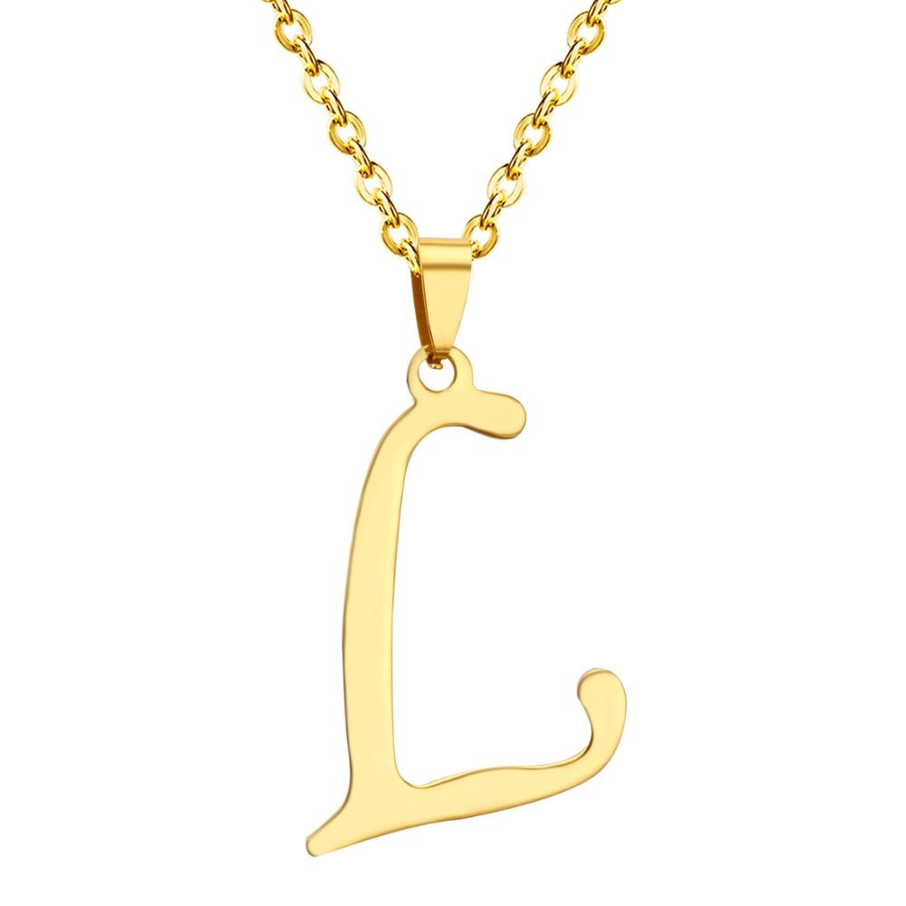 ASON Initial 26 Letters A-Z Gold Color Stainless Steel Modern Chain Choker Pendant Necklaces For Women Fashion Jewelry asonjewelry
