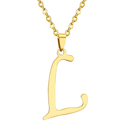 ASON Initial 26 Letters A-Z Gold Color Stainless Steel Modern Chain Choker Pendant Necklaces For Women Fashion Jewelry asonjewelry