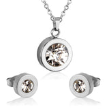 Stainless Steel Round Multi-color Pendant Necklace Earrings Sets For Women Indian Jewellry Accessories pendientes