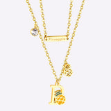 New Arrival Vegetable Food Cartoon Double Chain Pendant Necklace For Girls Fashion Chain Jewellry Necklace choker
