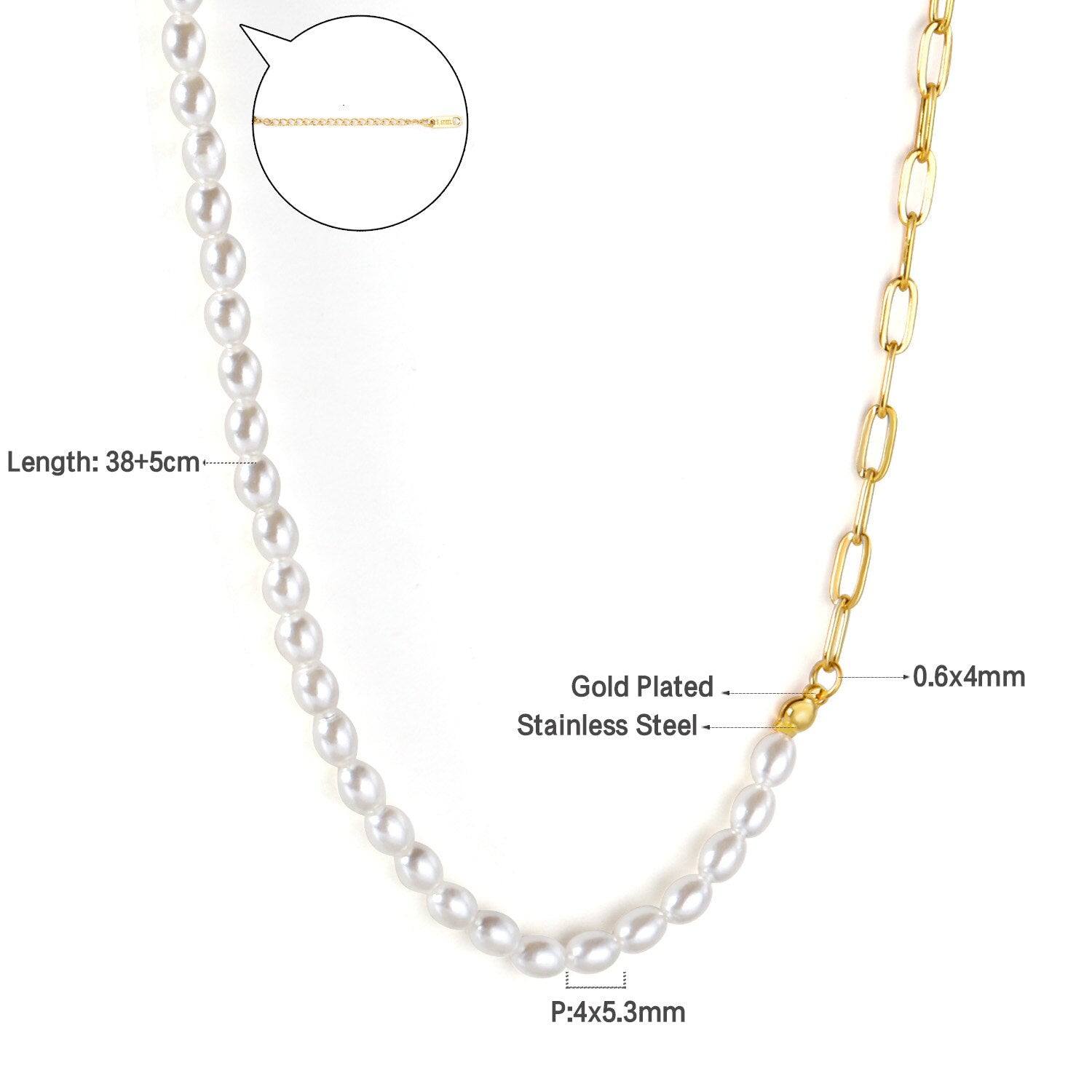 ASON Vintage Baroque Irregular Pearl Pendant Chain Necklace Stainless Steel Geometric Fashion Jewelry for Women Party Gift asonjewelry