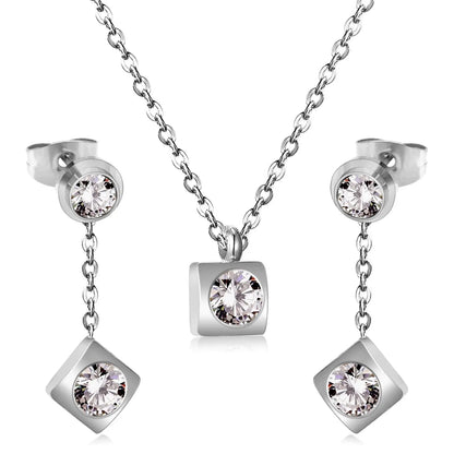 New Heart Shape Crystal Fashion Necklaces Droop Earrings Sets For Woman Dubai Wedding Jewelry Set pendientes bijoux asonjewelry