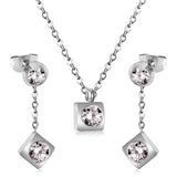 New Heart Shape Crystal Fashion Necklaces Droop Earrings Sets For Woman Dubai Wedding Jewelry Set pendientes bijoux