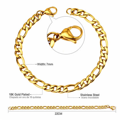 ASON 7mm Cuban Link Chain Bracelets Stainless Steel Gold Color for Men Women Party Gift Fashion Bangle Jewelry Boho asonjewelry