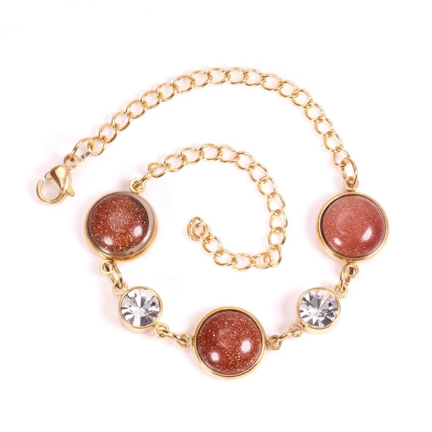 Green red rineston zircon chain bracelet charms stainless steel bracelet & bangle gold vacuum bracelets pulseras asonjewelry