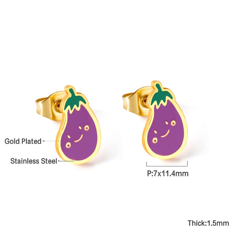 ASON Cute Vegetable Shape Cartoon Earrings 316L Stainless Steel Unusual Small Stud Earrings for Women Fashion Jewelry asonjewelry