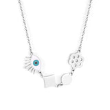 Blue Eye Necklaces Coallars Gold Color Flower Geomtry Shell Pendant Jewelry Stainless Steel Turkey Chains Necklace
