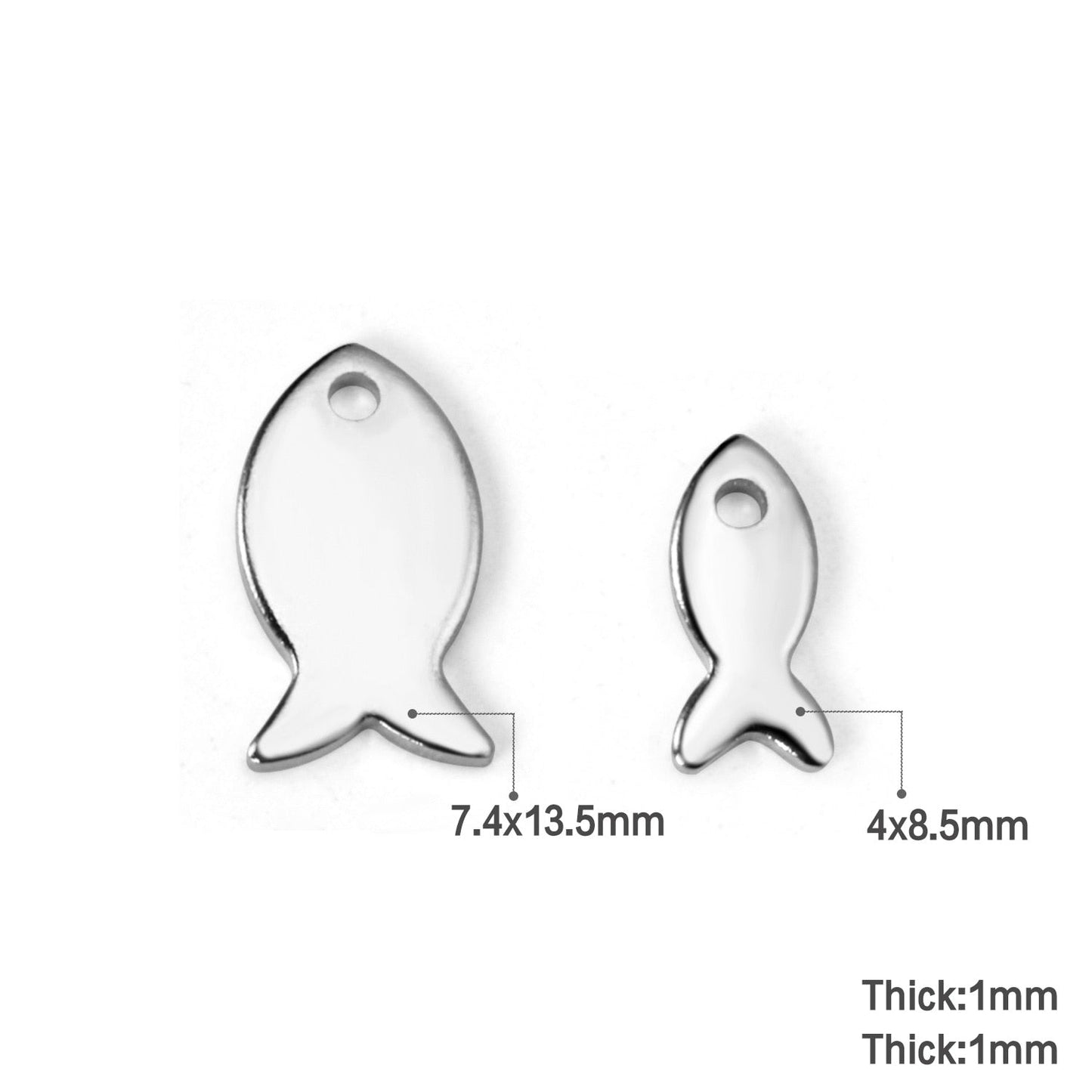 ASON 100pcs/lot Ladies Pendant Fish Shape Pendant Wholesale Stainless Steel For Necklace Bracelet Jewelry Making Supplies asonjewelry