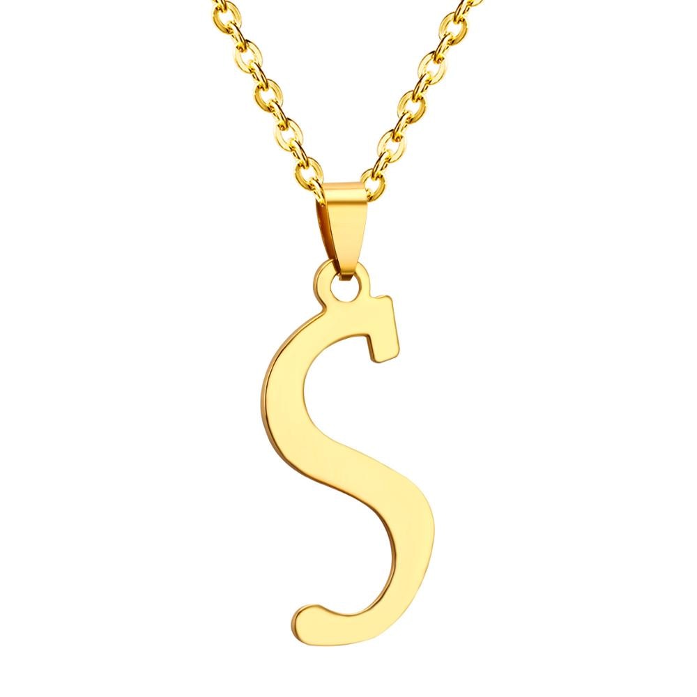 ASON Initial 26 Letters A-Z Gold Color Stainless Steel Modern Chain Choker Pendant Necklaces For Women Fashion Jewelry asonjewelry
