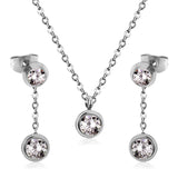 New Heart Shape Crystal Fashion Necklaces Droop Earrings Sets For Woman Dubai Wedding Jewelry Set pendientes bijoux