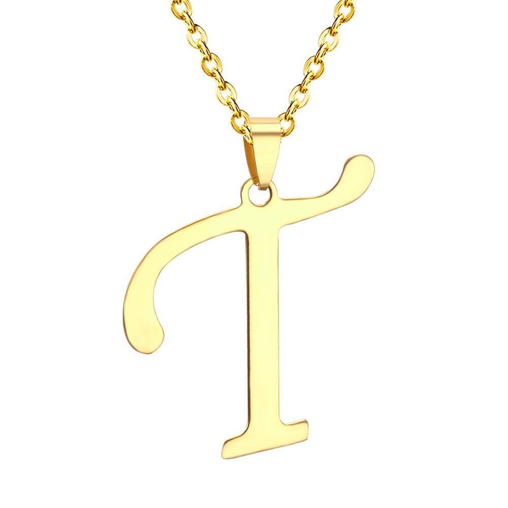 ASON Initial 26 Letters A-Z Gold Color Stainless Steel Modern Chain Choker Pendant Necklaces For Women Fashion Jewelry asonjewelry