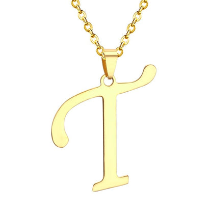 ASON Initial 26 Letters A-Z Gold Color Stainless Steel Modern Chain Choker Pendant Necklaces For Women Fashion Jewelry asonjewelry