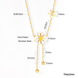 ASON Cute Flower Round Pendant Necklace Gold Color Stainless Steel Charm Choker Necklaces for Women Jewelry Accessories