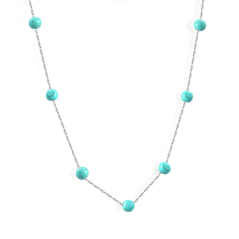 Gargantilla de cadena con colgante de época azul Retro de 45 + 5cm, collares de imitación para mujer, joyería de acero inoxidable, regalo para mujer