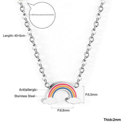 ASON Rainbow Charm Pendant Chain Necklace Gold Color Stainless Steel Necklace for Women Girl Lovely Gift Jewelry Chokers asonjewelry