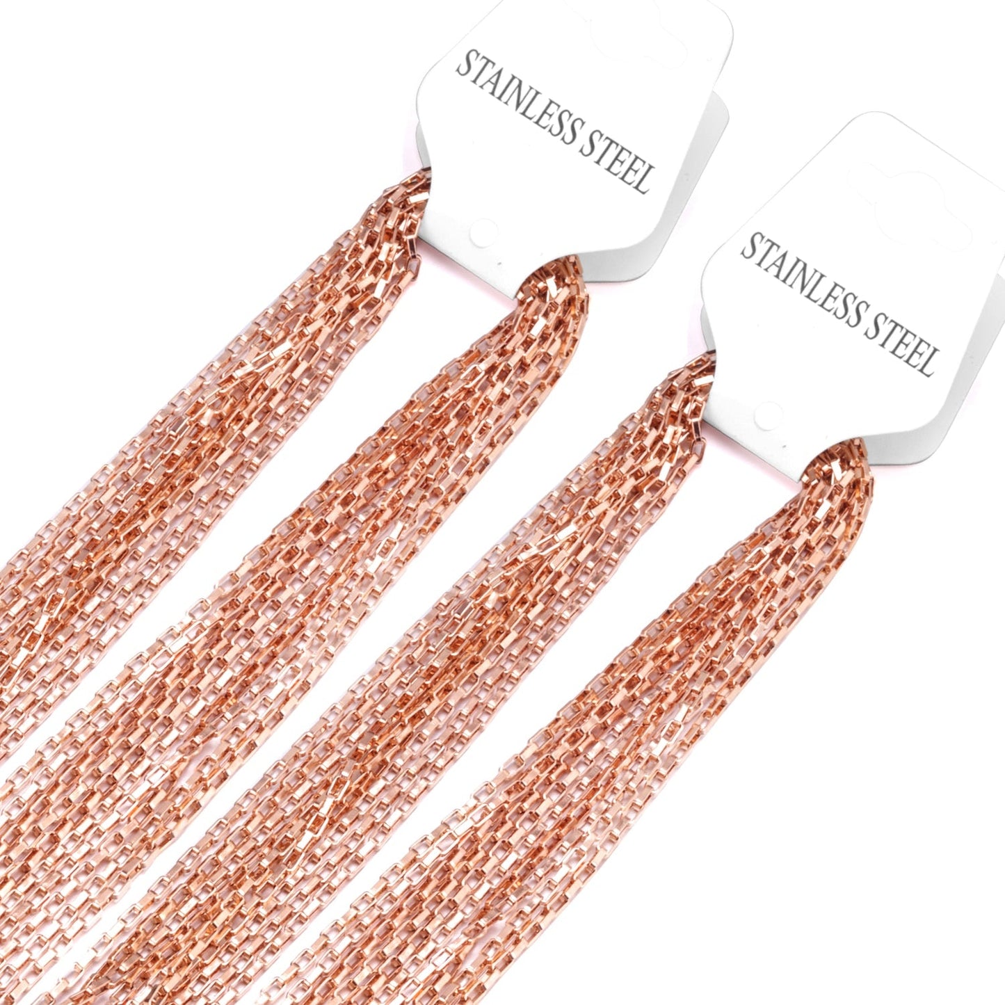 ASON 10pcs/Lots Long Necklace Women Collar 2MM Gold Black Rose Silver Color Stainless Steel Box Chains Necklaces Wholesale asonjewelry