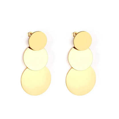 Jewelry Korean Round Layers Gold Color Drop&Dangle Earing Stainless Steel Earrings For Women 2020 Pendientes arete asonjewelry