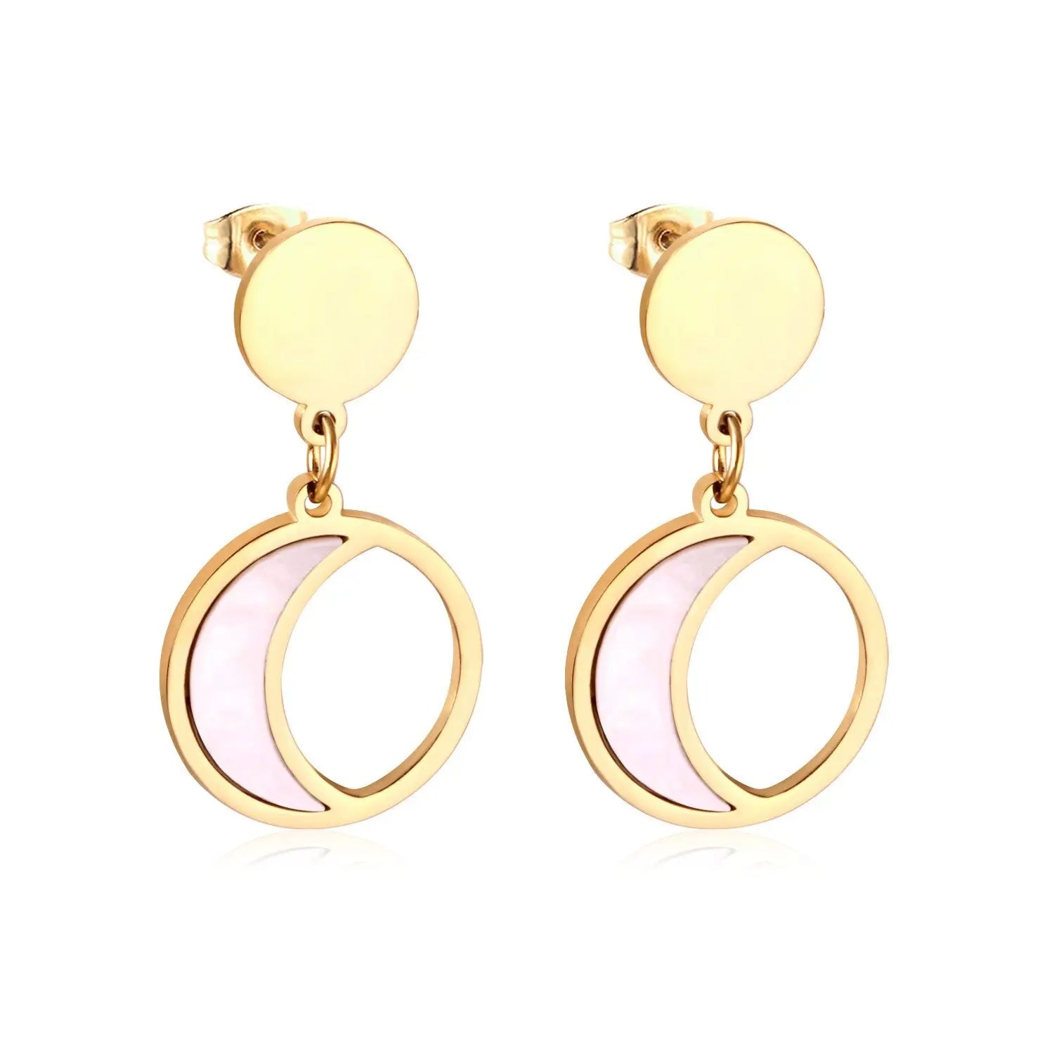 Round Shell Moon Brincos Jewelry Korean Drop Earring Sets Stainless Steel Dangle Earrings Set For Women Kolczyki asonjewelry