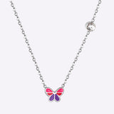 Mix Color Butterfly Football Stainless Steel Pendant Necklace For Women Free Chain With Crystal Necklace Jewellry