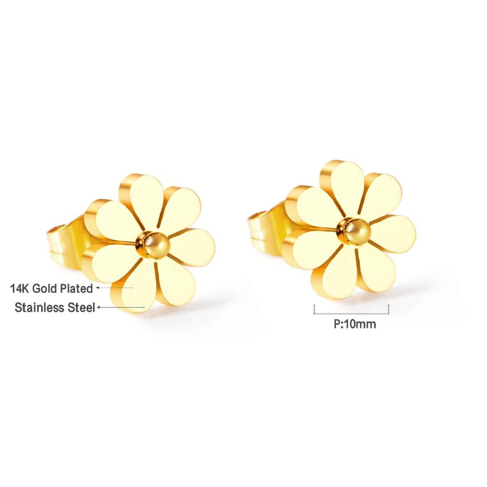 ASON Cute Small Flower Shape Piercing Stud Earrings Gold Color Stainless Steel for Girl Women Fashion Jewelry Accessories asonjewelry
