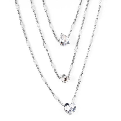 Triple Chains Necklace Heart Shape Pendant Necklace Three Layer Collier For Women Luxury Shiny Rhinestones 2022 New asonjewelry