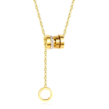 Zircon Round Pendant Stainless Steel Link Chains Necklace For Women Choker Collars Accessories Tassel Jewelry asonjewelry