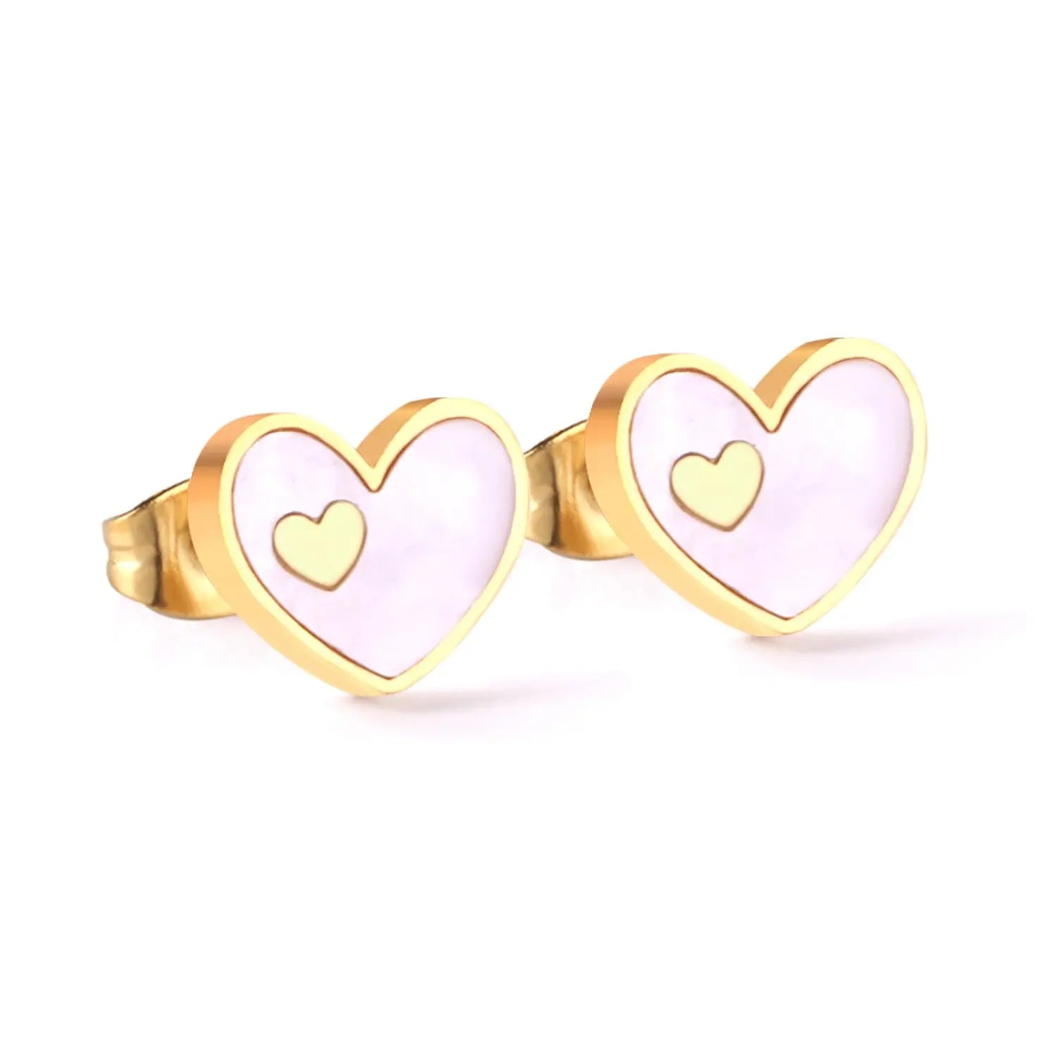 5 Colors Fashion Jewelry Stainless Steel Heart Stud Earring Set For Women's Shell Korean Earrings Set Brinco asonjewelry