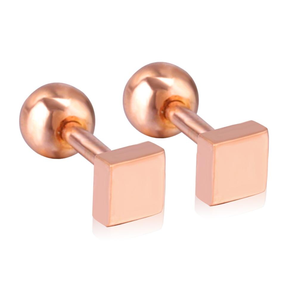 ASON Rose Gold/Black Stud Earrings Geometric Stainless Steel Women Earrings Jewelry Gift Accessories,Triangle/Circle/Square asonjewelry
