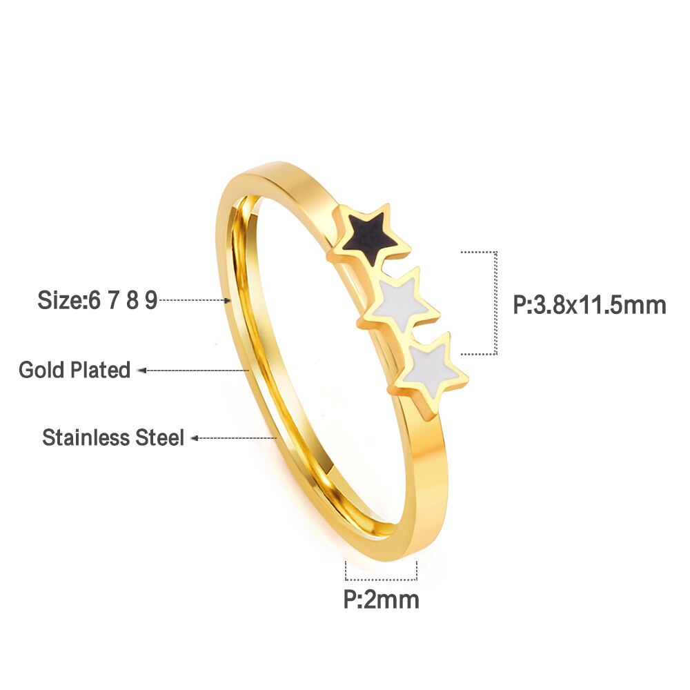 ASON Size 6/7/8/9 Small Star Pattern Finger Ring Gold Color Stainless Steel Fashion Jewelry for Women Party Gift Accessory asonjewelry
